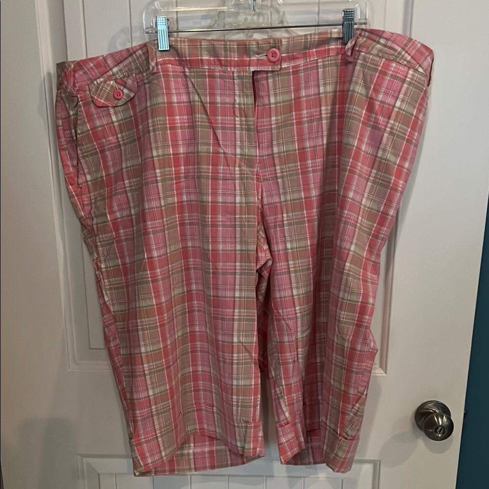 Avenue Pink Plaid Women's Pants